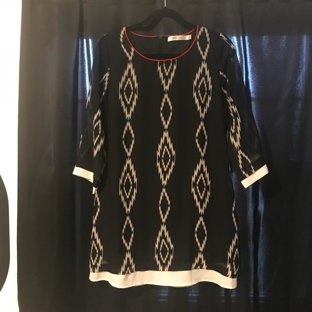 Black Aztec print mini dress